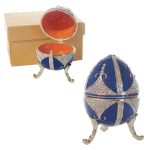 Szkatułka Jajo Faberge metalowe z kryształkami. wys.8 cm średnica 5 cm