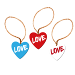 Mini tabliczka mdf z naklejką LOVE , 3 kolory mix. 2.8x3 cm