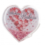 Ramka DLA BABCI serce z różowym brokatem. 10x4.5x9.5 cm