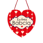 Drewniana tabliczka owal wzbogacona lakierem UV z napisem Kochana Babcia. 12x12 cm