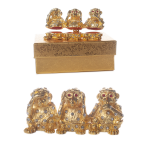 Puzderko metalowe z kryształkami 3 MAŁPKI. 9x3.2x4 cm