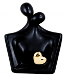 PARA CERAMICZNA CZARNA ZE ZŁOTYM SERCEM 18x8,5x21,4 cm