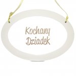 Drewniana tabliczka z szybką Kochany Dziadek 9,5 x 13,5 cm