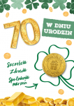 Karnet w Dniu 70 Urodzin z urodzinową monetą