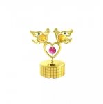 Pozłacana figurka / pozytywka serce z kryształkami STRASS Swarovski.wys.10 cm.