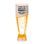 Art. dekoracyjny plastikowa szklanka do piwa z podwójnymi ściankami z brokatem  i napisem  Morda się śmieje gdy piwo się leje . Wysokość 24 cm