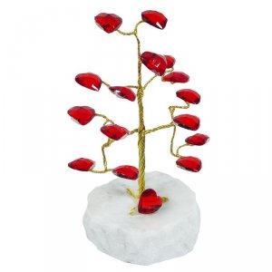 Drzewko szczęścia 'Z sercami'. Podstawa z marmuru. Wysokość: 13 cm.