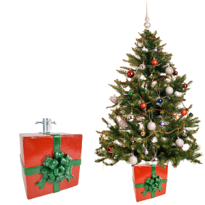Stojak na choinkę PREZENT w kolorze czerwono-zielonym, 25x20,5x31,5 cm