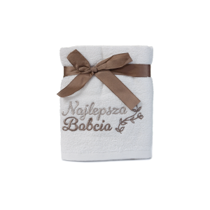 Ręcznik bawełniany NAJLEPSZA BABCIA. 50x90 cm. kolor biały