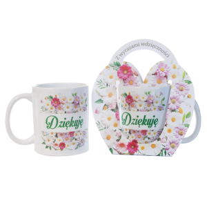 Kubek ceramiczny w ozdobnym opakowaniu z napisem Dziękuję 