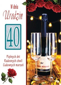Karnet okolicznościowy z kopertką 'Z okazji 40 Urodzin'