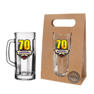 Kufel do piwa w ozdobnym opakowaniu eco z napisem 70 lat. 650 ml