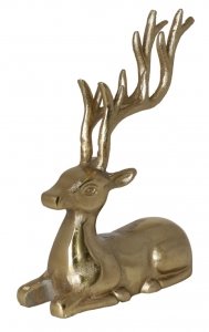 RENIFER LEŻĄCY METALOWY ZŁOTY 20,5x7,5x22,5 cm