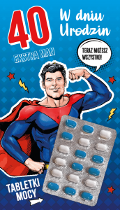Karnet Urodzinowy 40 lat z tabletkami