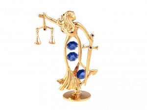 Pozłacana figurka z kryształkami STRASS Swarovski. Wys.12 cm. Temida 