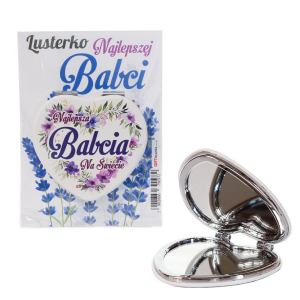 Lusterko kieszonkowe w kształcie serca na blisterku Najlepsza babcia na świecie