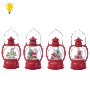 Kula wodna latarenka z motywem bożonarodzeniowym z oświetleniem LED, mix wzorów. 8x7.2x16 cm