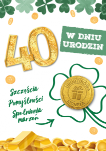 Karnet w Dniu 40 Urodzin z urodzinową monetą