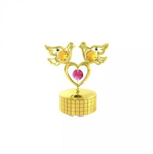 Pozłacana figurka / pozytywka serce z kryształkami STRASS Swarovski.wys.10 cm.