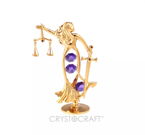 Pozłacana figurka z kryształkami STRASS Swarovski. Wys.12 cm. Temida
