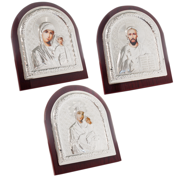 Obrazek religijny srebrny. 13x15.5x0.7 cm