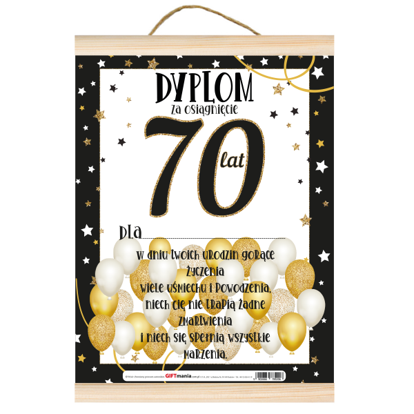 Dyplom za osiągnięcie 70 lat