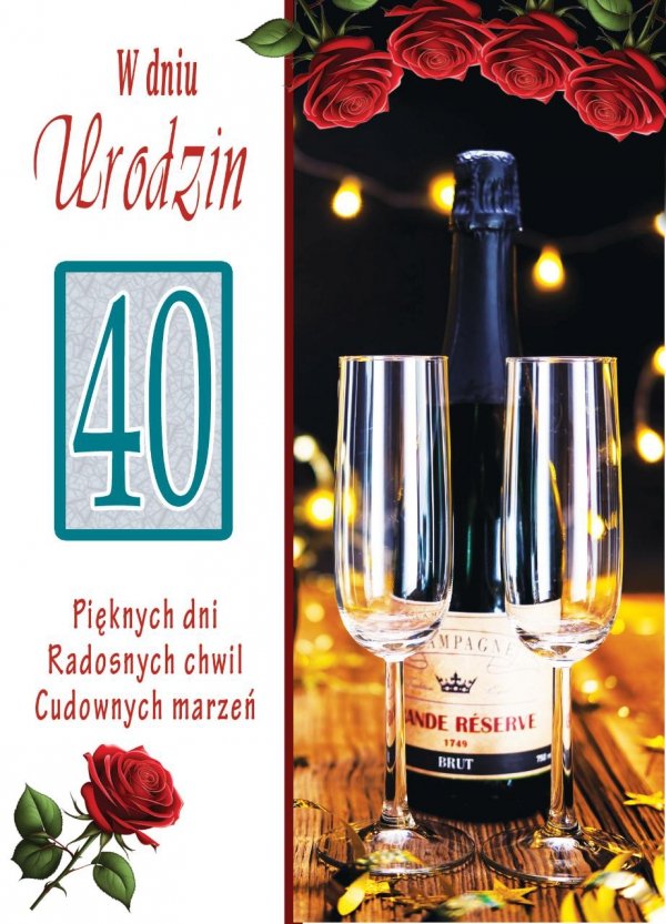 Karnet okolicznościowy z kopertką 'Z okazji 40 Urodzin&quot;'