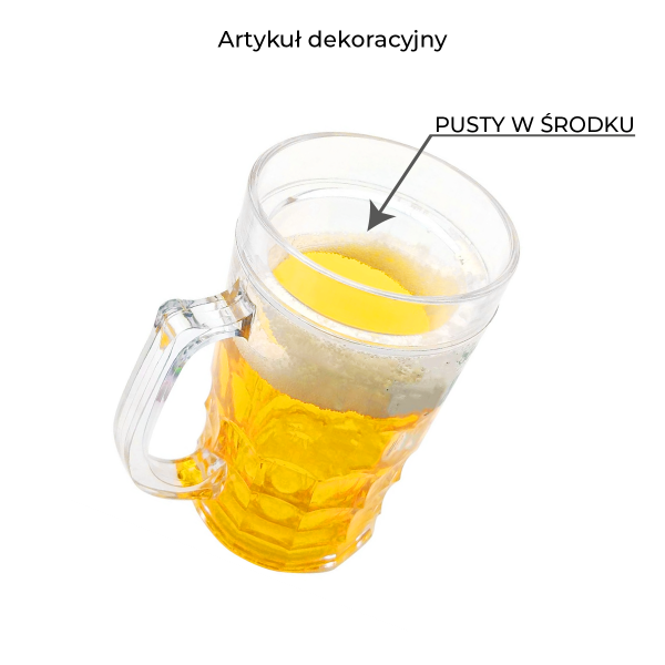Art. dekoracyjny sztuczny kufel do piwa z napisem "Piwo, bo każdy ma jakieś hobby  ". Wysokość 15,5 cm