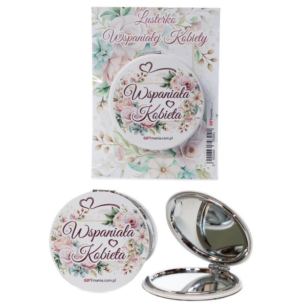 Lusterko okrągłe z nadrukiem UV "Wspaniała Kobieta" .7.3 cm