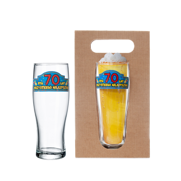 Szklanka do piwa w ozdobnym opakowaniu eco "70 lat", 500 ml