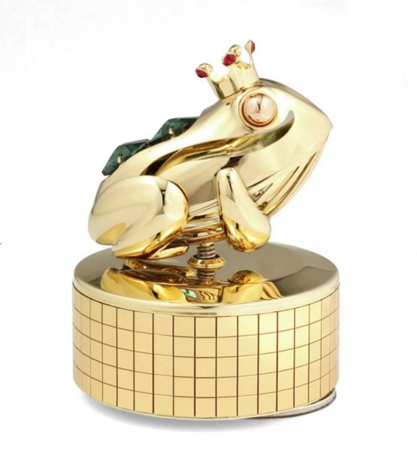 Pozłacana figurka pozytywka z kryształkami STRASS Swarovski.