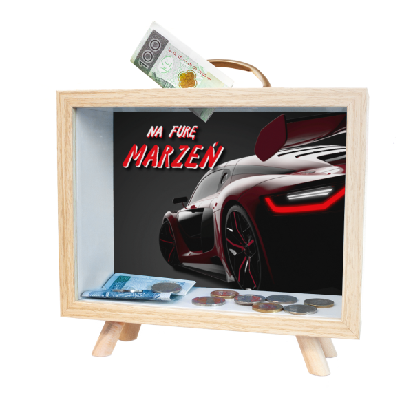 Skarbonka MDF z uchwytem  &quot;Na furę marzeń&quot;