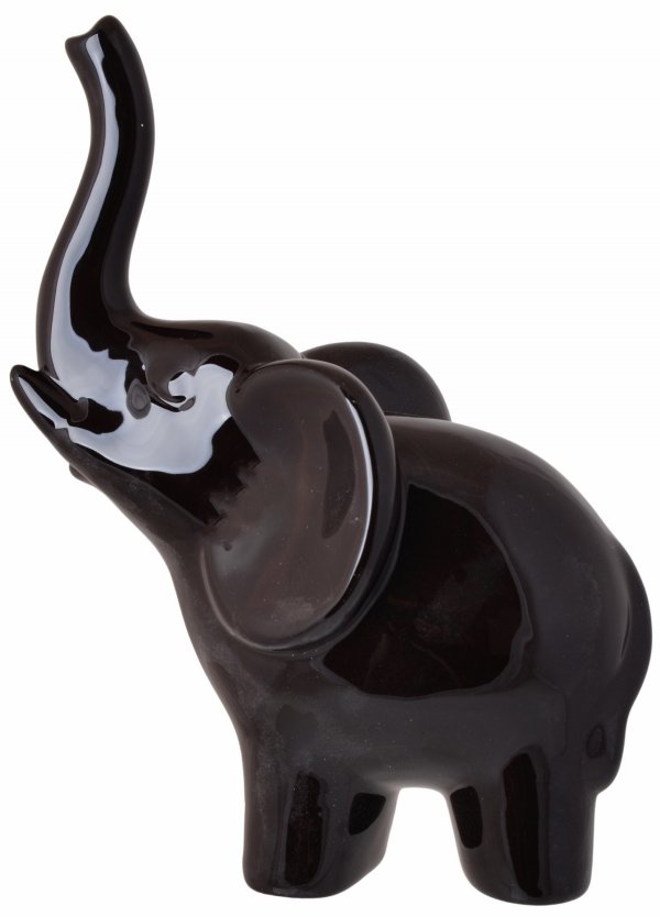 FIGURKA CERAMICZNA SŁOŃ CZARNY DUŻY 11x18x25 cm