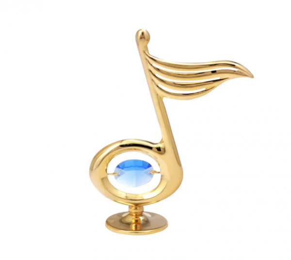Pozłacana figurka z kryształkami STRASS Swarovski. Nuta 9×12 cm, złoto
