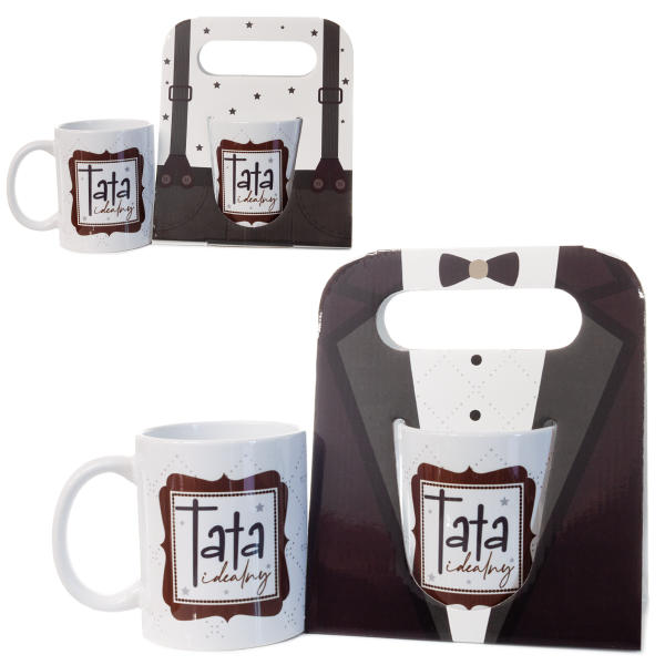 Kubek ceramiczny w ozdobnym opakowaniu z napisem &quot;Tata Idealny&quot;