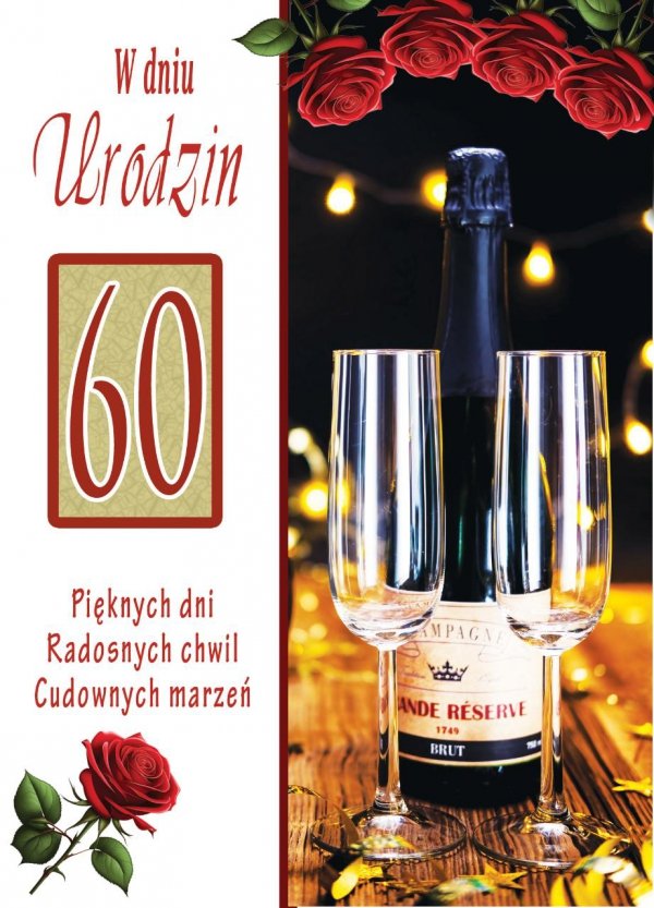 Karnet okolicznościowy z kopertką 'Z okazji 60 Urodzin&quot;'