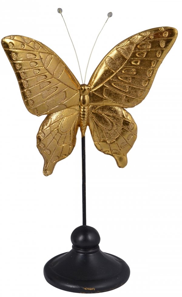 MOTYL ZŁOTY NA CZARNEJ PODSTAWIE DUŻY 19x11x32 cm