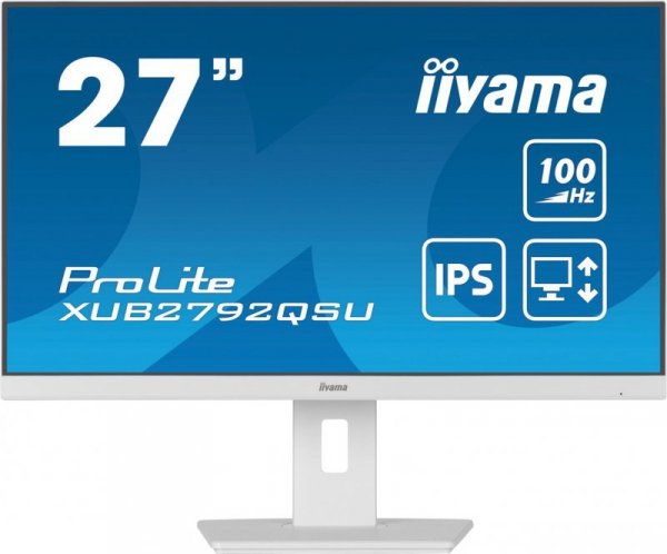 iiyama ProLite XUB2792QSU-W6 monitor komputerowy 68,6 cm (27&quot;) 2560 x 1440 px Wide Quad HD LED Biały